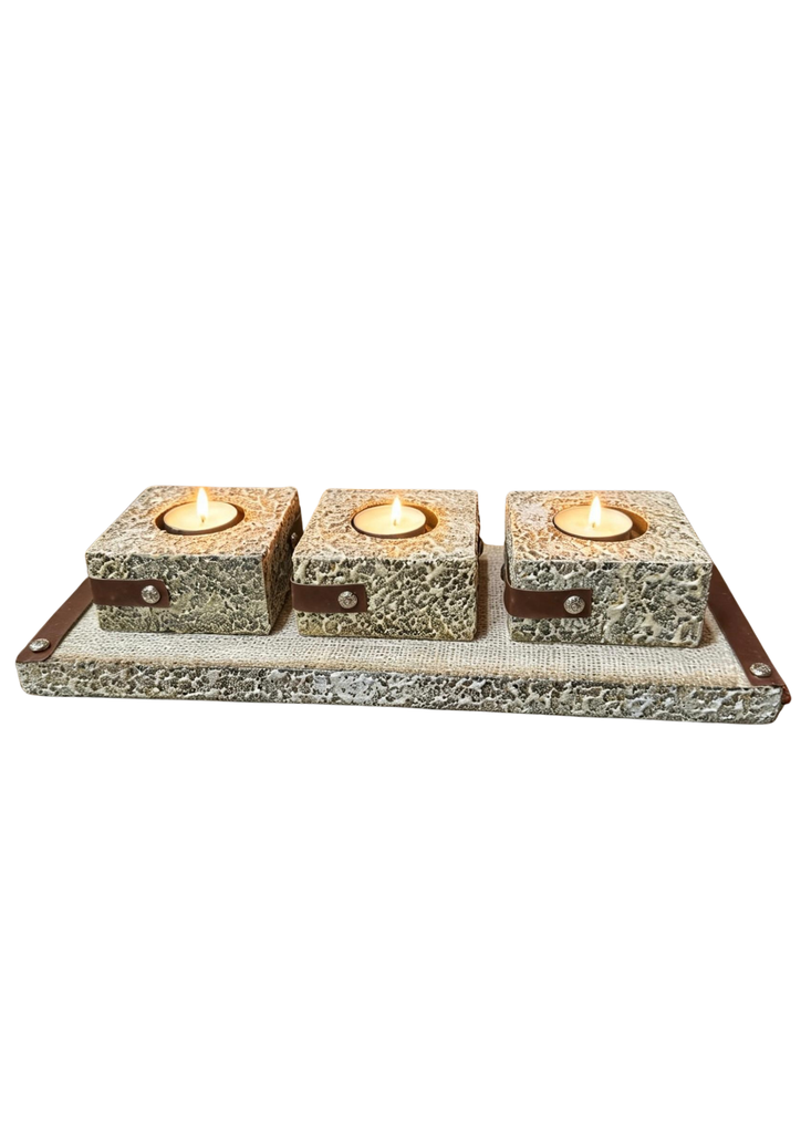 Set Candelabro Centro de Mesa: 3 Portavelas con Base