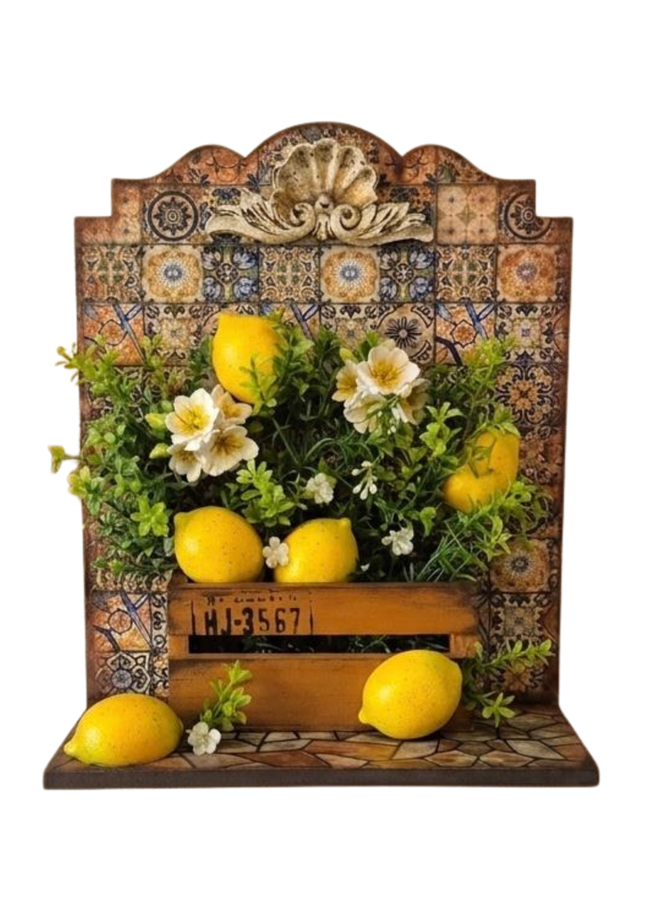 Repisa Decorativa: Huerto de Limones y Azulejos