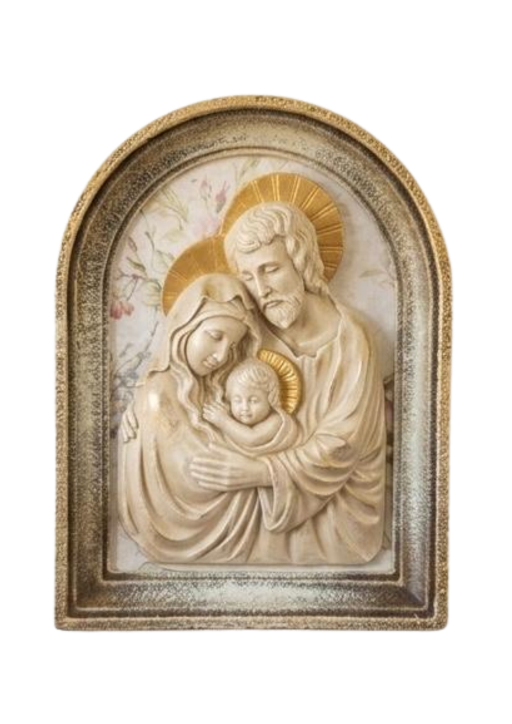 Jesús, María y José XVI - Cuadro Escultórico Clásico en Arco "Sagrada Familia"