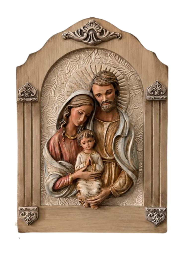 Jesús, María y José XVII - Panel de Pared Estilo Clásico en Tonalidad Marfil