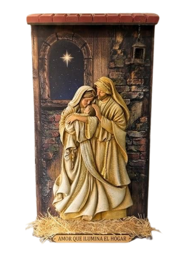 Panel Mural Rústico "Amor que Ilumina el Hogar"