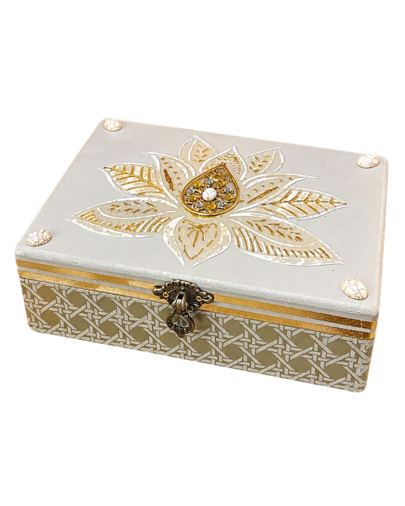 Caja VI - Caja Alhajero de Madera "Flor de Loto y Mandala"