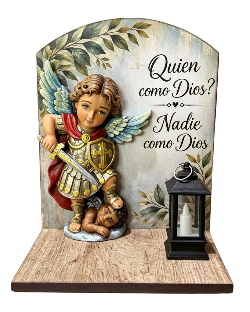 San Miguel - Peana Escultórica con Farol "Quien Como Dios"