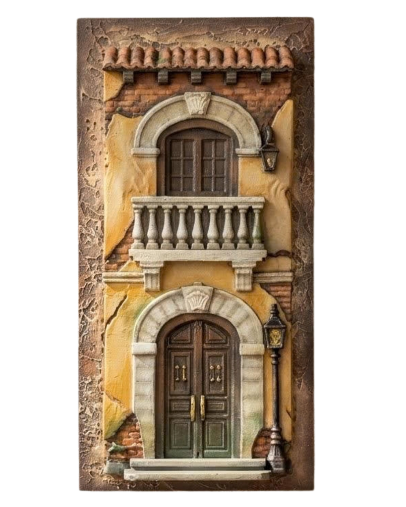 "Balcón Colonial" - Cuadro Vertical Arquitectónico
