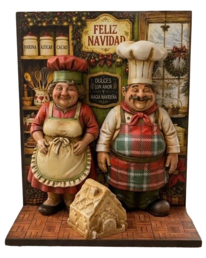 "Dulces con Amor Navideño" - Placa Escultórica de Mesa