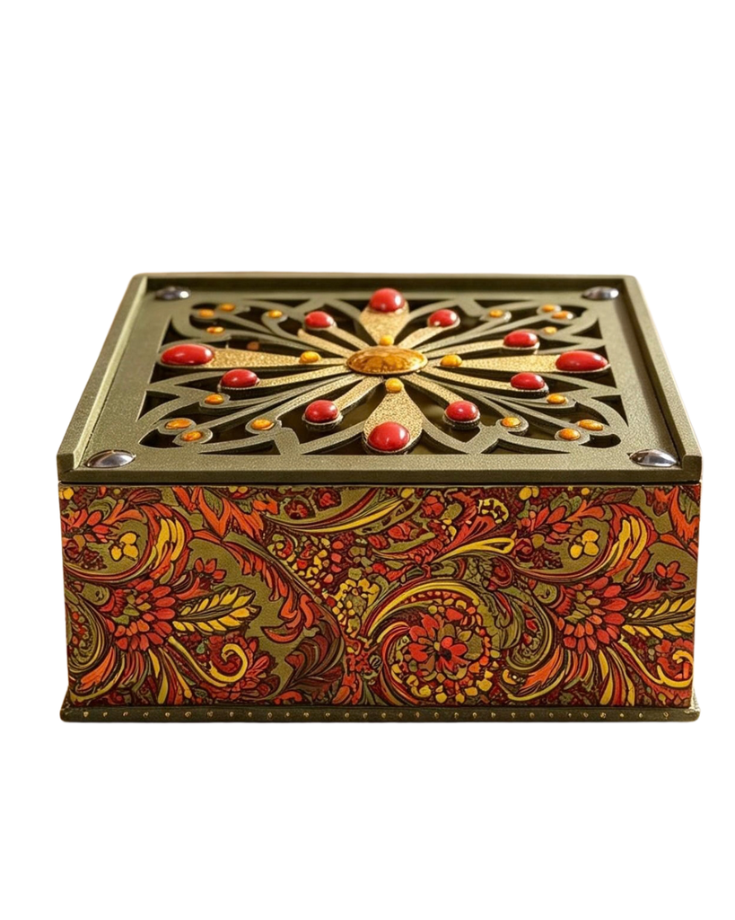 Caja VIII "Rosetón & Paisley" - Alhajero Verde Oliva