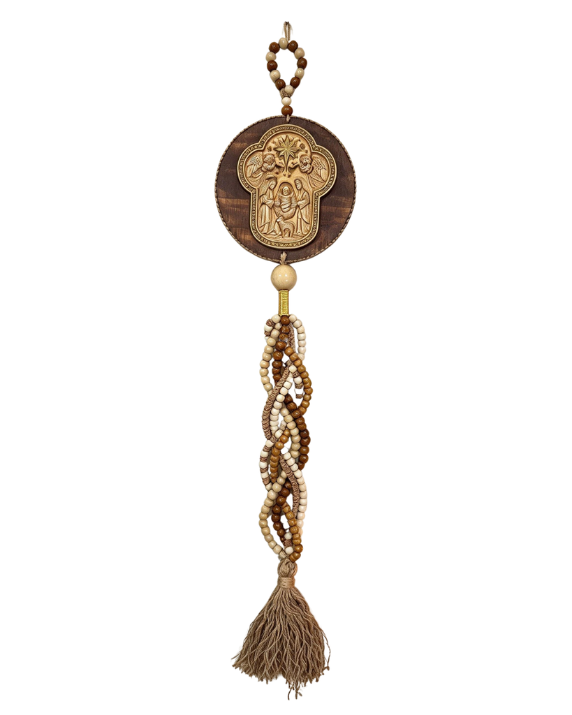 Pesebre XXIX "Natividad Tallada & Malla de Cuentas" - Colgante Boho